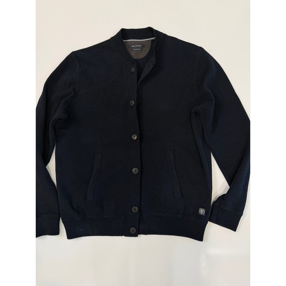 MARC O'POLO MENS BUTTON COTTON NAVY BLUE CARDIGAN SWEATER HIGH NECK 2X